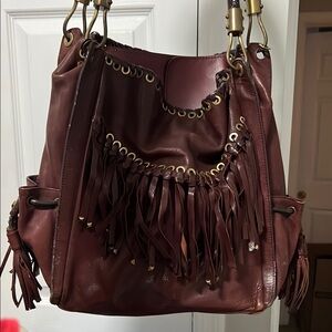Runway Fringed Brown Leather Bag